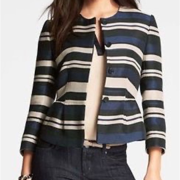ANN TAYLOR Midnight Stripe Peplum
Suit Jacket/Blazer-SZ.4 - Picture 11 of 11
